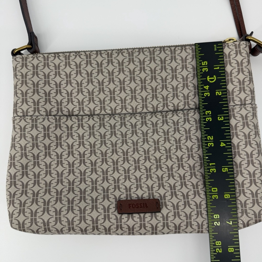 Fossil Fiona Crossbody‎ Bag Purse Satchel Brown Cream Floral Boho - Picture 12 of 14
